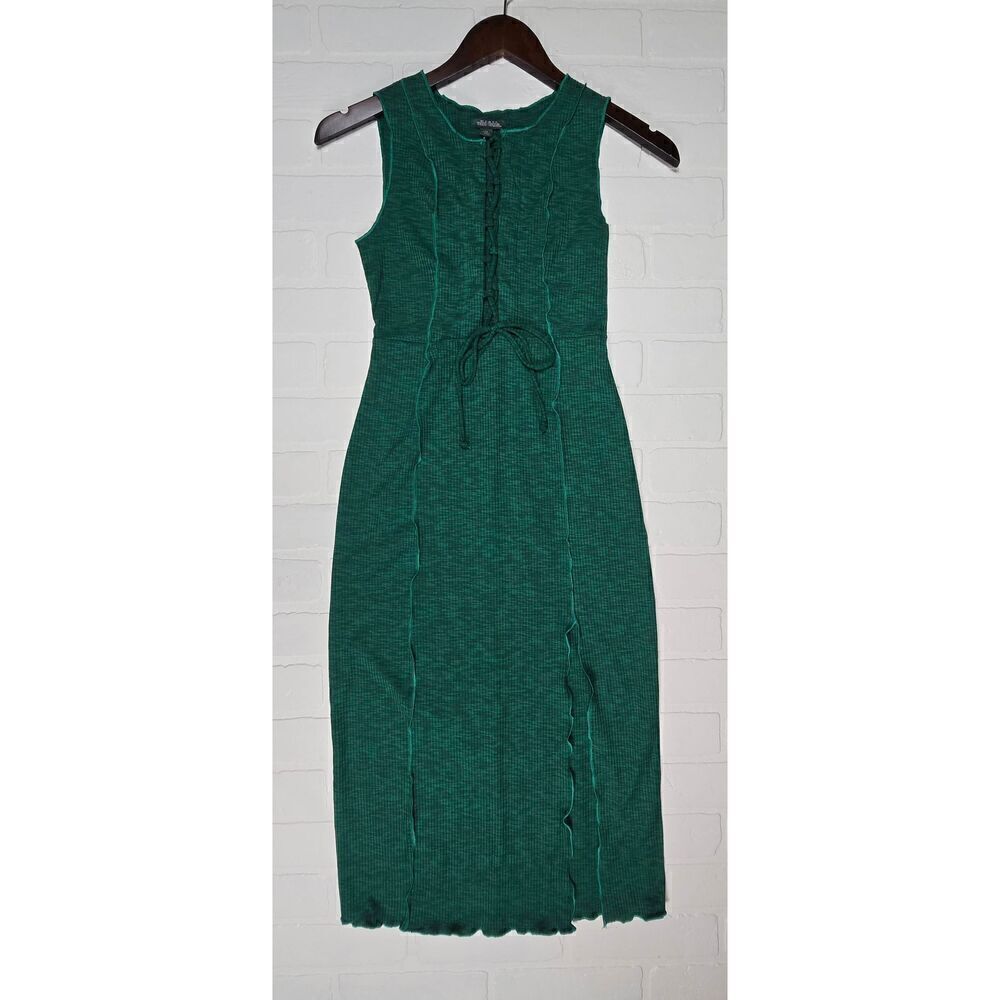 Wild Fable Knit Ribbed Green Midi Dress XS